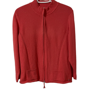 Rabe Full Zip Cotton Blend Coral Sweater Size 14